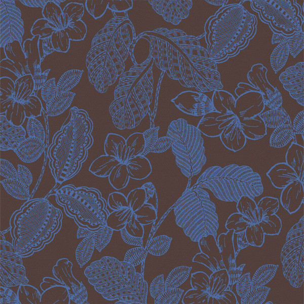 Serviette de table LE JACQUARD FRANCAIS Sulawesi Fleurs Terre Indigo 100% coton 55x55cm