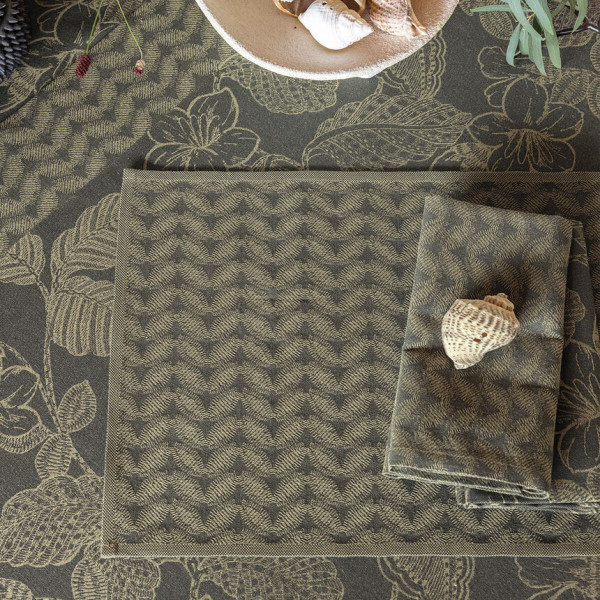 Serviette de table LE JACQUARD FRANCAIS Sulawesi Feuillage Canopée 100% coton 55x55cm