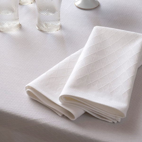 Serviette de table LE JACQUARD FRANCAIS Club Coton Albâtre coton et lin 50x50cm
