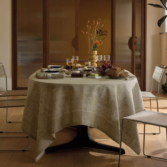 Nappe LE JACQUARD FRANCAIS Hôtel Particulier Buis en 100% lin - 5 tailles