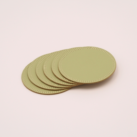 Set de 6 sous-verres MIDIPY Gordes en cuir ronds - 7 coloris