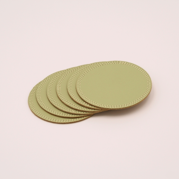 Set de 6 sous-verres MIDIPY Gordes en cuir ronds - 7 coloris
