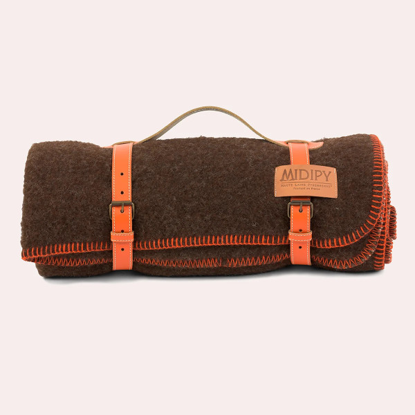 Plaid MIDIPY Maupas chocolat en haute laine française 120x90cm - 2 coloris