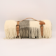 Plaid MIDIPY Tuni noir et blanc en Alpaga 180x140cm franges porte-plaid camel