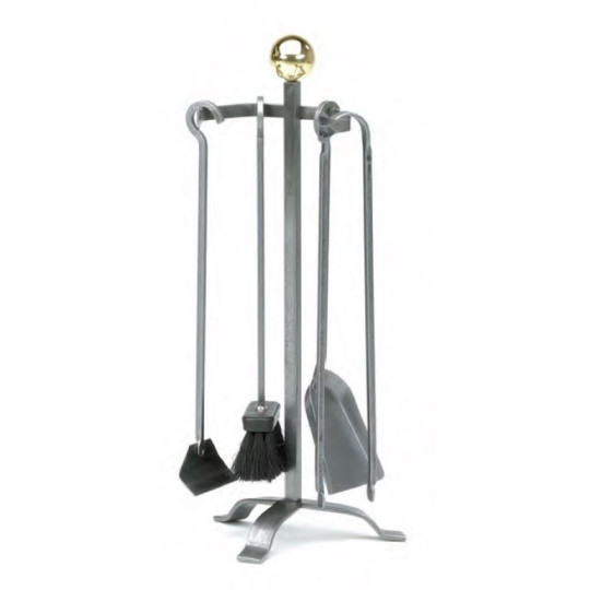 Serviteur de cheminée REIGNOUX SE 1113 en acier gris H.63cm