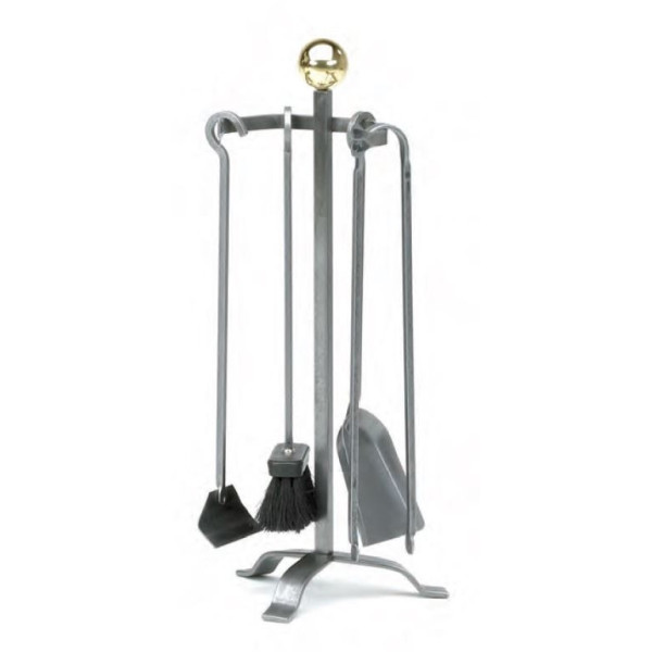 Serviteur de cheminée REIGNOUX SE 1113 en acier gris H.63cm