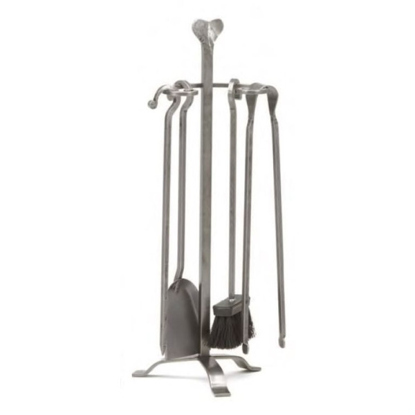 Serviteur de cheminée REIGNOUX SE 1017 en acier gris H.65cm