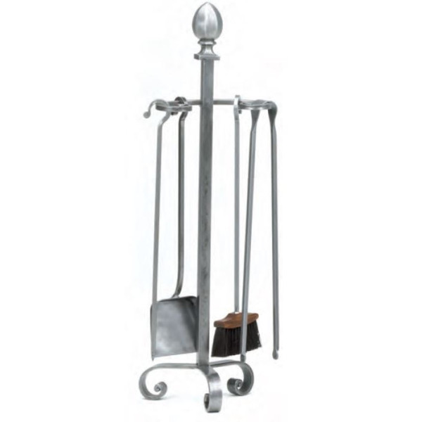 Serviteur de cheminée REIGNOUX SE 302 en acier gris H.93cm forgé à la main