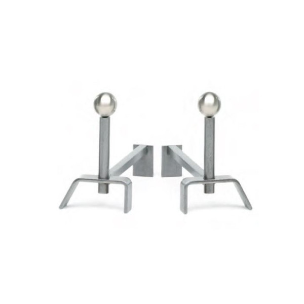 Paire de chenets REIGNOUX CH 681 h.27cm têtes inox en fer forgé