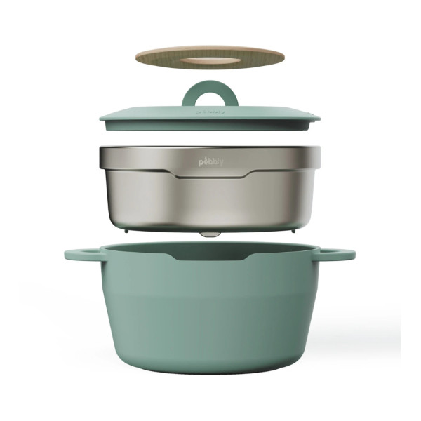 Cocotte multifonction PEBBLY Brigade De Buyer 24cm coloris mint sage sauge
