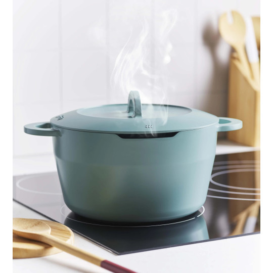 Cocotte multifonction PEBBLY Brigade De Buyer 24cm coloris mint sage sauge