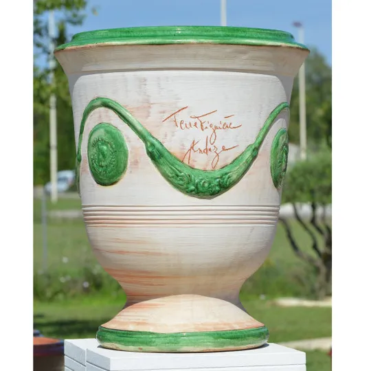 Vase d'Anduze TERRE FIGUIERE cérusé vert poterie - 4 tailles