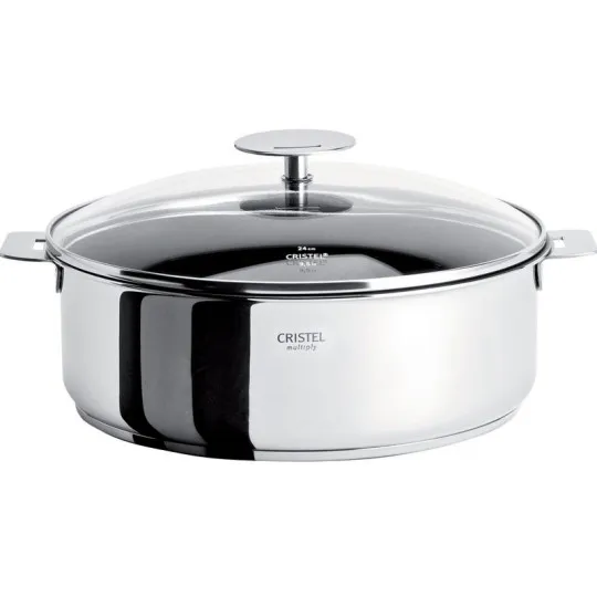 Sauteuse + couvercle CRISTEL Casteline en inox - 4 tailles