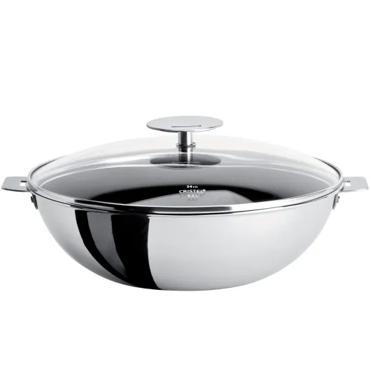 Wok et couvercle CRISTEL Casteline en inox - 3 tailles