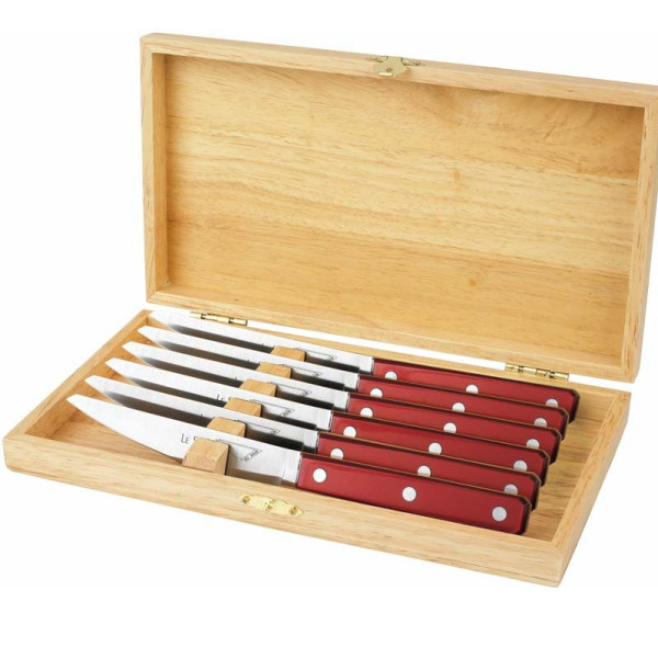 6 couteaux à steak inox Scalène Au Nain - 4 coloris