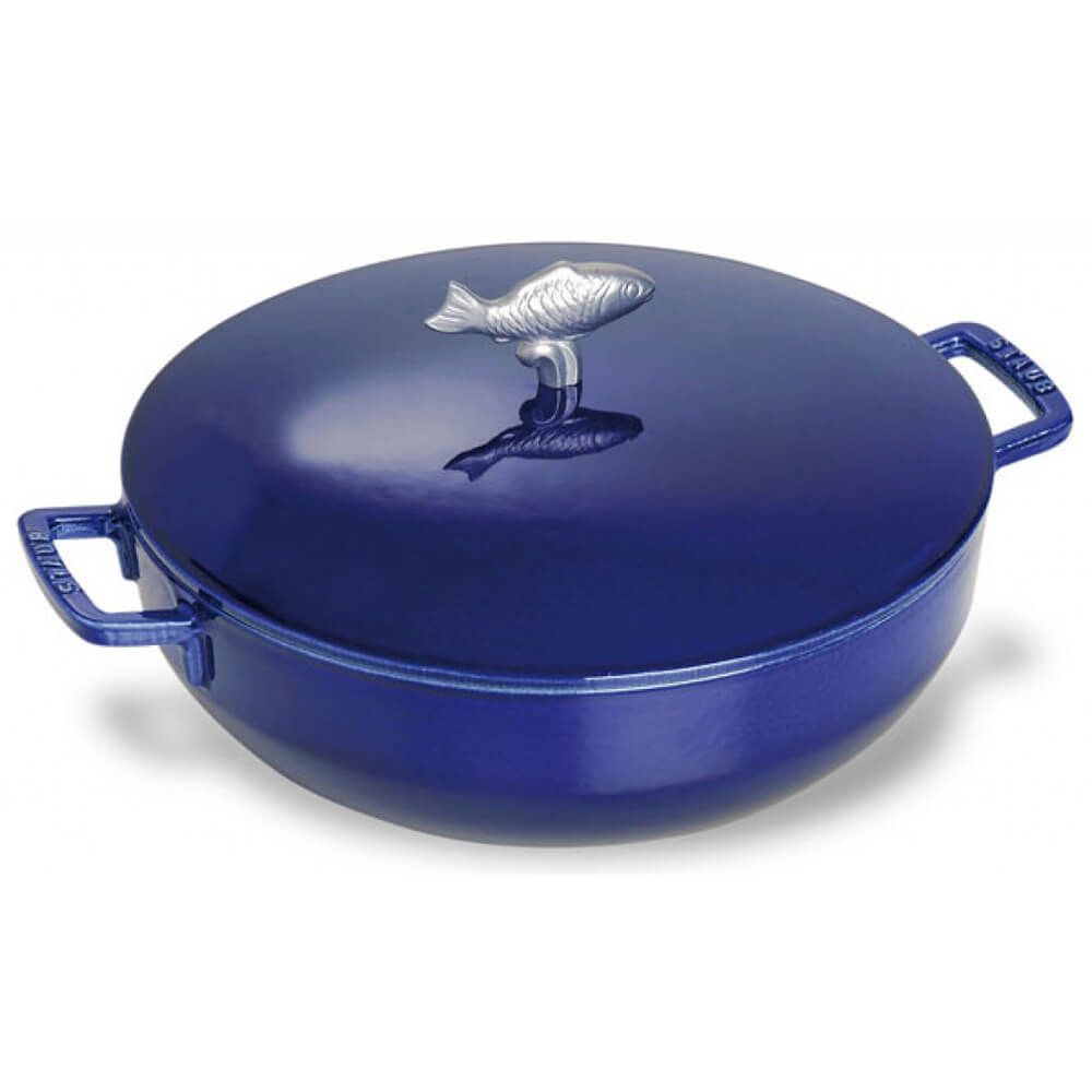 Cocotte Staub Fonte émaillée Bleu Roi 33 Cm - 7,5 Kg - Made In France - Vintage
