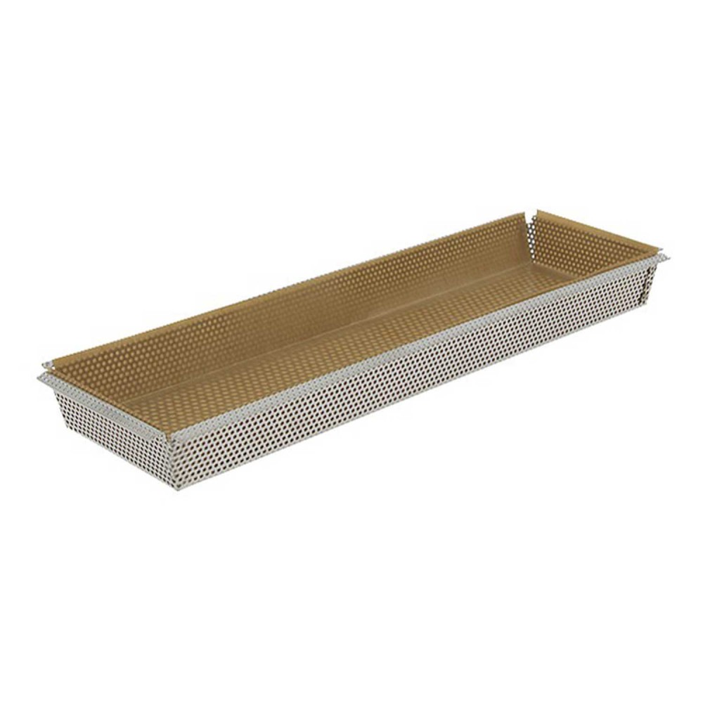 DE BUYER Cercle à Tarte Rectangle Perforé Cannelé 35cm - Acier Inoxydable Made In France