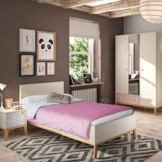 Chambre Alika Lit armoire commode Gami