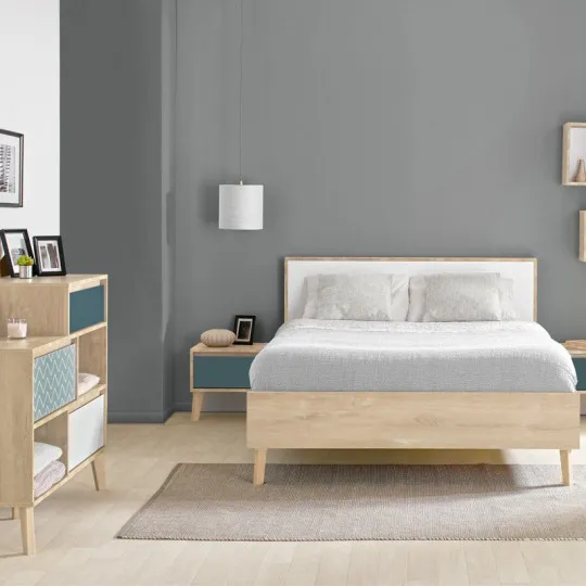 Chambre Larvik Lit armoire commode bureau Gami