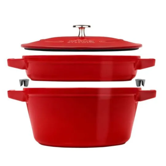 Set empilable STAUB 3 pièces en fonte 24cm cocotte poêle - 3 coloris