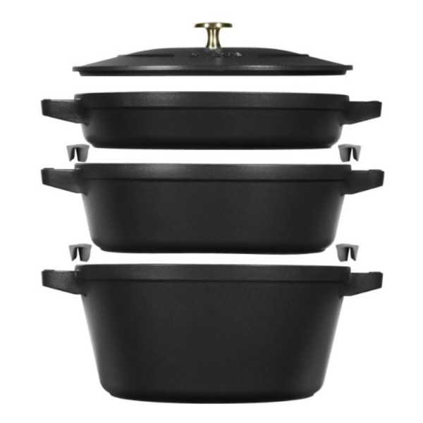 Set empilable 4 pièces Staub 24cm cocotte poêle sauteuse - 3 coloris