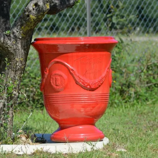 Vase d'Anduze TERRE FIGUIERE émaillé rouge poterie - 4 tailles