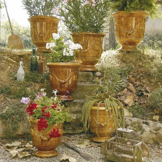 Vase d'Anduze TERRE FIGUIERE émaillé miel poterie - 4 tailles