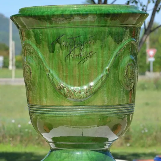 Vase d'Anduze TERRE FIGUIERE émaillé vert poterie - 4 tailles