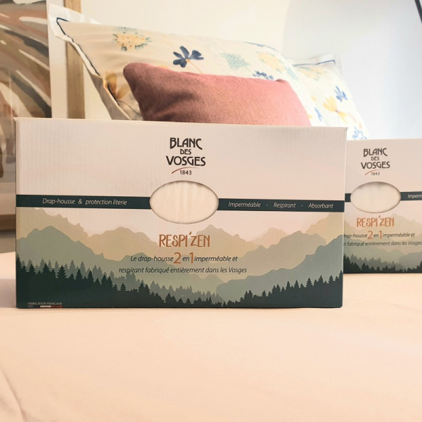 Drap housse Respi'Zen Blanc des Vosges - 8 coloris 9 dimensions