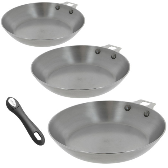 Set batterie 3 poêles à frire Mineral B De Buyer amovible