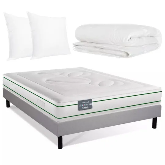 Pack literie hiver matelas sommier Heveane Dunlopillo couette oreillers