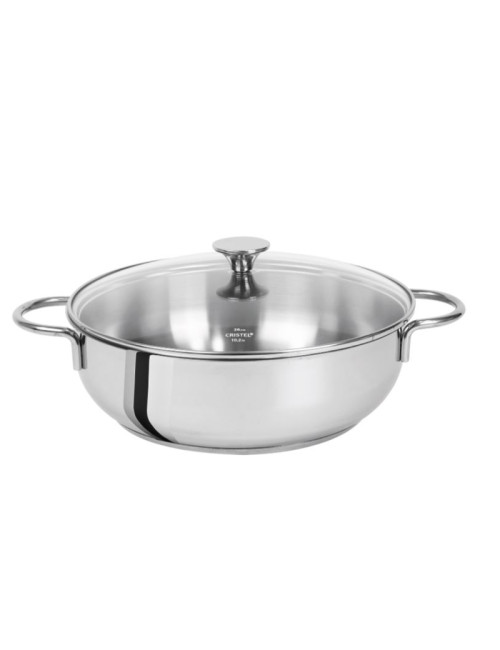 Sauteuse Cristel Master fixe en inox deux poignées - 2 tailles