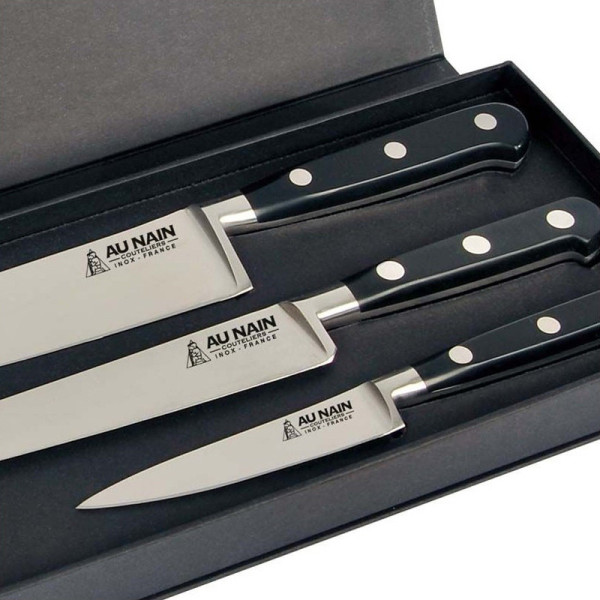 Coffret Au Nain 3 couteaux chef forge idéal - 2 couleurs