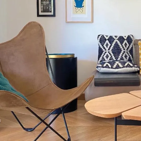 Fauteuil AA Butterfly AIRBORNE Lodge croute de cuir