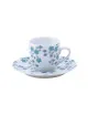 6 tasses soucoupes Fleurs bleues DESHOULIERES - 3 contenances
