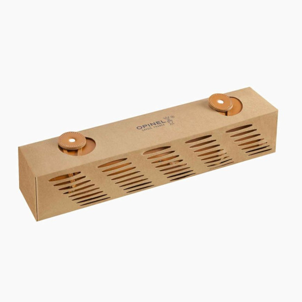 Natte en cuir rangement 8 couteaux Opinel