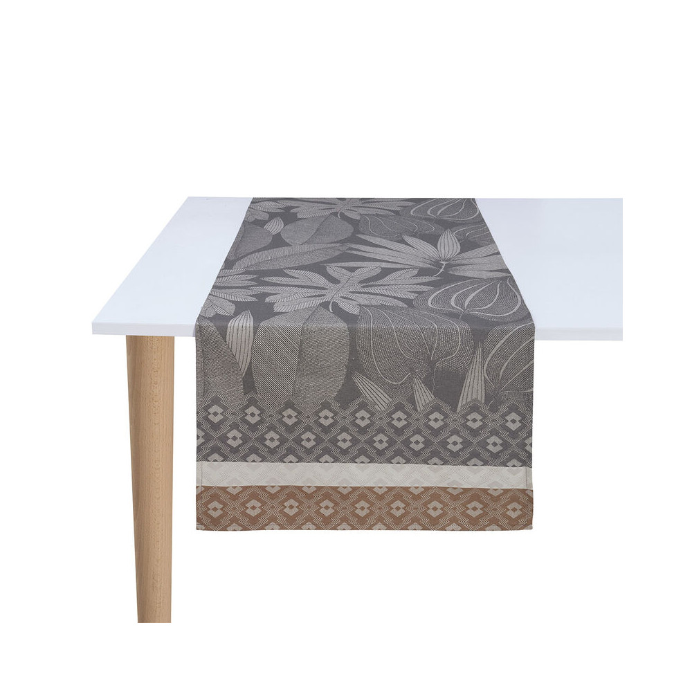 Chemin de table Bal des papillons 100% coton Rose pêche - Le Jacquard Francais