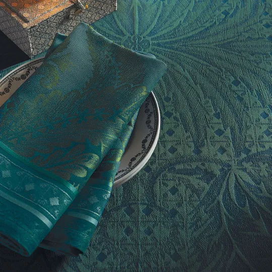 4 serviettes de table Isaphire émeraude Garnier Thiebaut