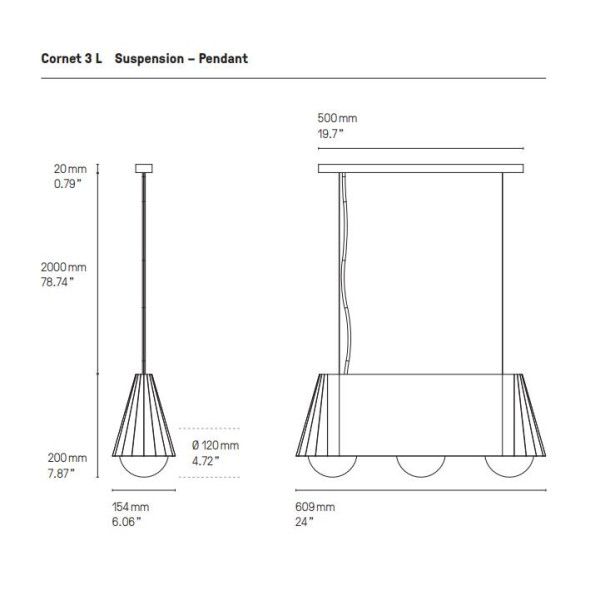 Suspension Cornet CVL - 2 tailles 4 finitions