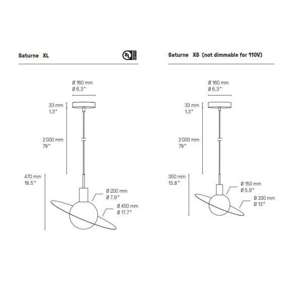 Suspension Saturne CVL - 2 tailles 4 finitions