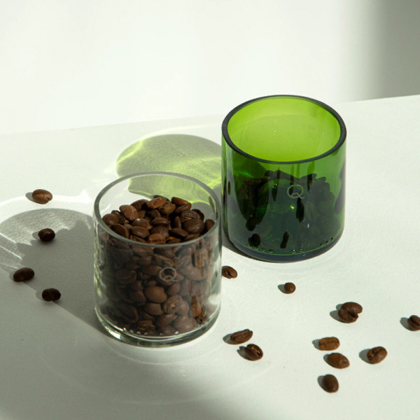 4 tasses en verre Q de bouteilles - 2 coloris