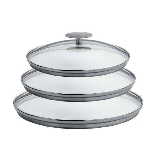 Set de 3 couvercles Cristel Platine inox verre