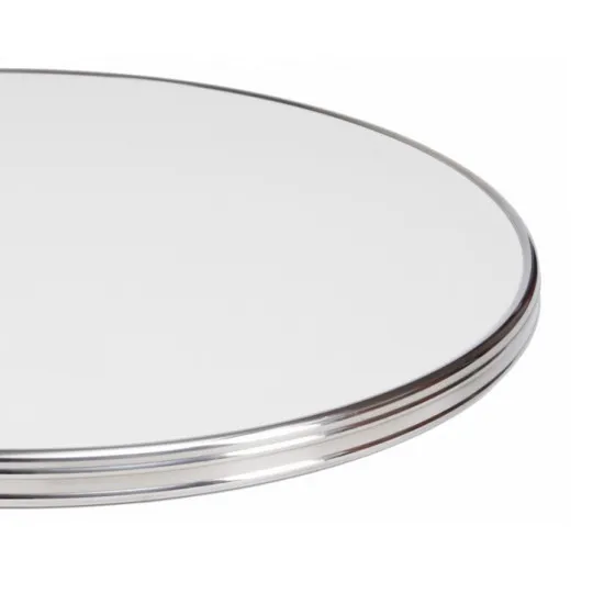 Plateau Bistrot rond cerclé inox Werzalit - 2 diamètres - 30 finitions