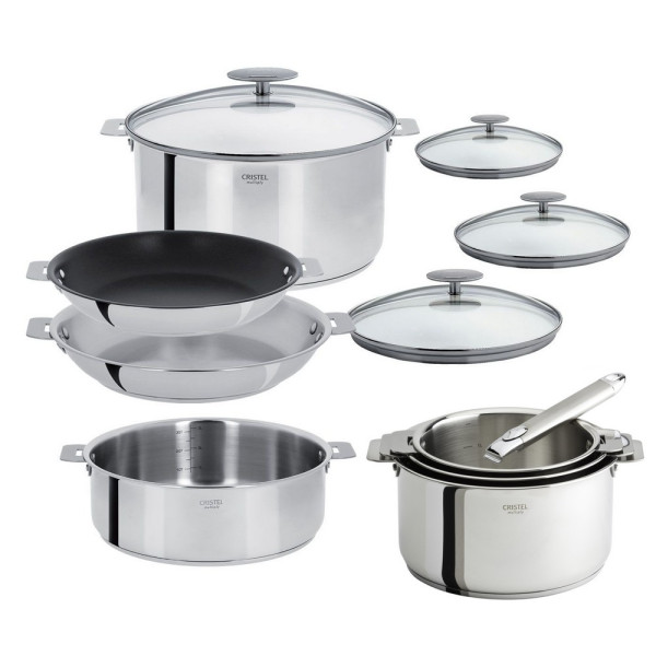 Set batterie 12 pièces Cristel Casteline inox