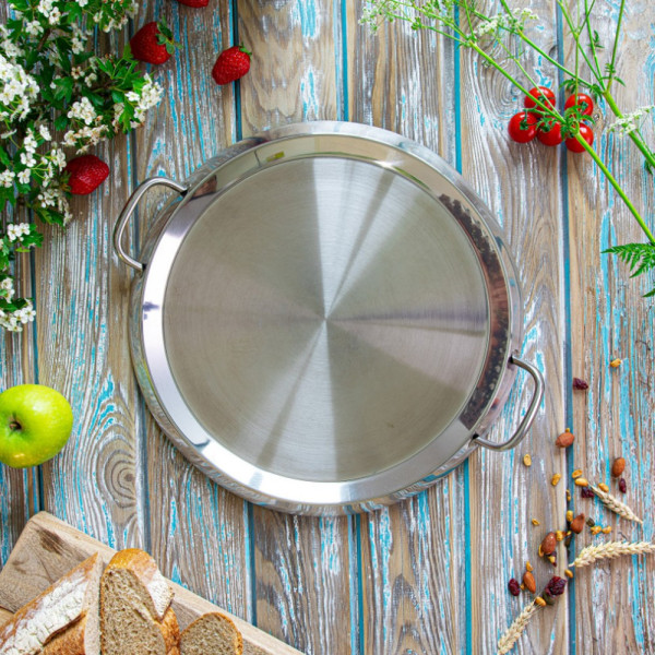 Grill rond Cristel plancha en inox diamètre 34cm