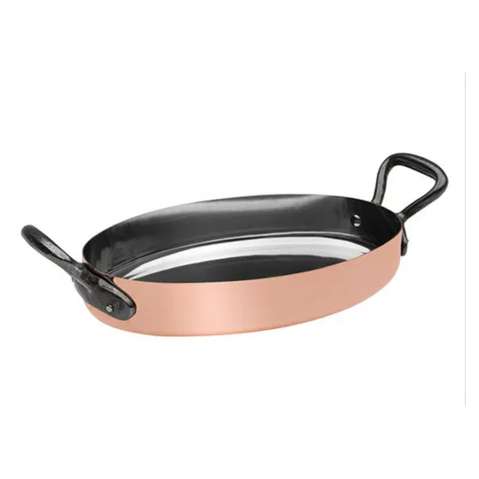 Plat ovale en cuivre étamé Baumalu 20cm