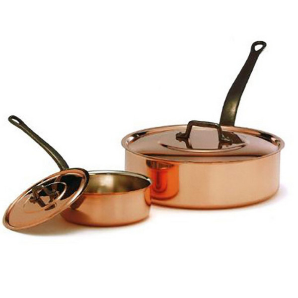 Sauteuse cuivre lisse avec couvercle Baumalu - 4 tailles
