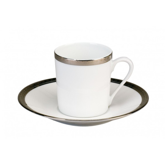 6 tasses soucoupes Versailles platine Deshoulières - 4 contenances