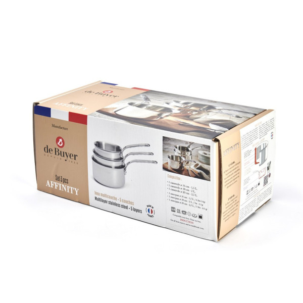 Set batterie de 3 casseroles Affinity De Buyer