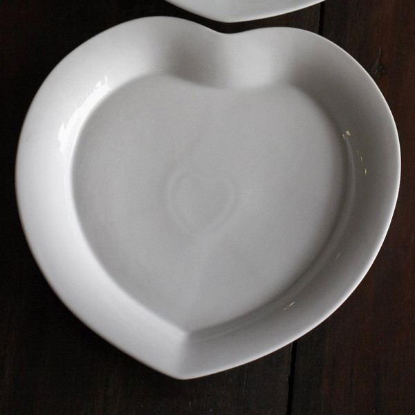 6 assiettes Coeur porcelaine Jacques Pergay - 4 tailles